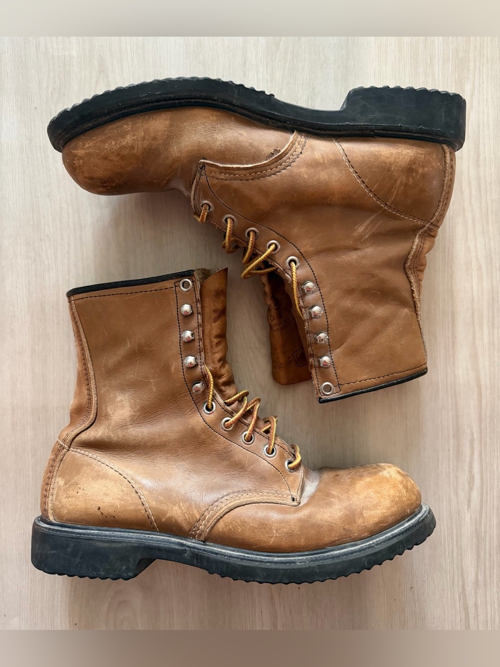 Vintage Red Wing Boots Steel Toe Lace Up Sz 9B